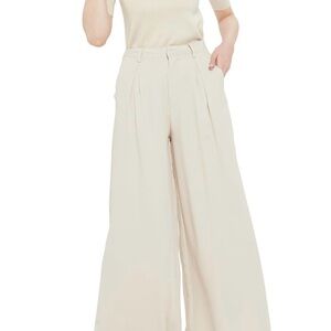 Elegant Cream Wide-Leg Pants
